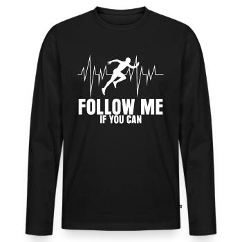 Laufen Jogging Laufschuhe Marathon - Männer Premium Bio Langarmshirt - Schwarz - Vorne - Nico (187cm)