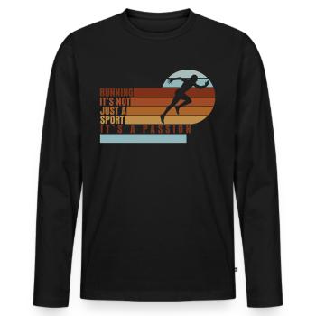 Course à pied Marathon de course de jogging - T-shirt manches longues Premium bio Homme - noir - Devant - Nico (187cm)