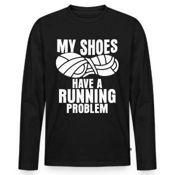 Running Jogging Marathon Slogan Race - Men's Premium Organic Long Sleeve Shirt - black - Front - Nico (187cm)