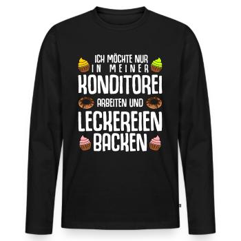 Konditor Süßgebäck Backen Konditorei - Männer Premium Bio Langarmshirt - Schwarz - Vorne - Nico (187cm)