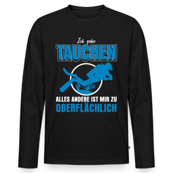 Taucher Tauchen Schnorcheln Sporttaucher - Männer Premium Bio Langarmshirt - Schwarz - Vorne - Nico (187cm)