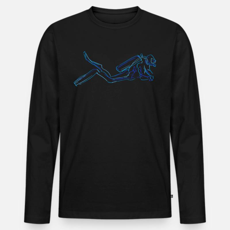 Taucher Tauchen Gerätetauchen - Männer Premium Bio Langarmshirt - Schwarz