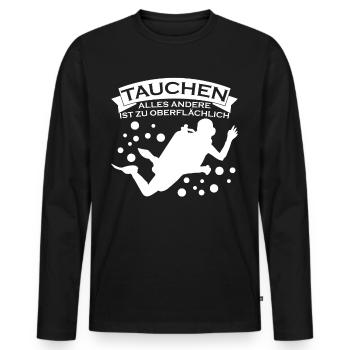 Taucher Tauchen Sporttaucher - Männer Premium Bio Langarmshirt - Schwarz - Vorne - Nico (187cm)