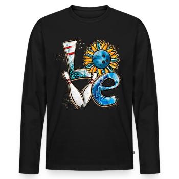 Love Bowling Player - Men's Premium Organic Long Sleeve Shirt - black - Front - Nico (187cm)