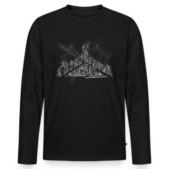 Francfort Allemagne City Skyline Grunge Splash - T-shirt manches longues Premium bio Homme - noir - Devant - Nico (187cm)