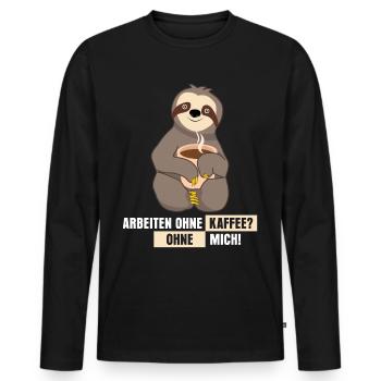 Kaffee Büro arbeiten Faultier - Männer Premium Bio Langarmshirt - Schwarz - Vorne - Nico (187cm)