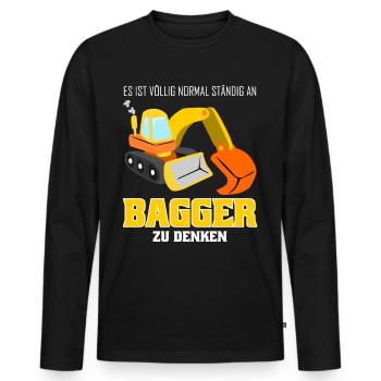 Bagger lustig Baustelle Baggerfahrer - Männer Premium Bio Langarmshirt - Schwarz - Vorne - Nico (187cm)