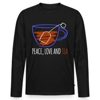 Thé Buveur de thé Sachets de thé Teacup - T-shirt manches longues Premium bio Homme - noir - Devant - Nico (187cm)