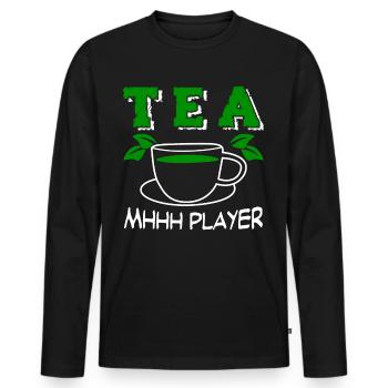 Tea Drinker Tea Cup Team Player Teacup - Men's Premium Organic Long Sleeve Shirt - black - Front - Nico (187cm)