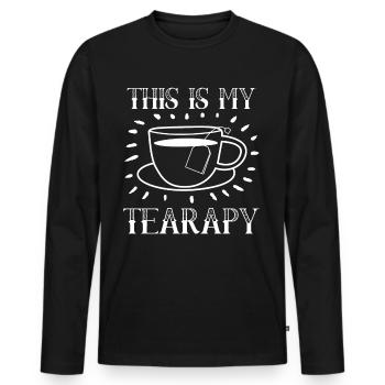 Tea Drinker Teacup Tea Bags Tea - Men's Premium Organic Long Sleeve Shirt - black - Front - Nico (187cm)