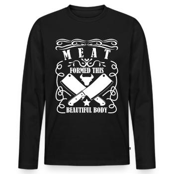 Boucher boucher de boucherie grillé de viande - T-shirt manches longues Premium bio Homme - noir - Devant - Nico (187cm)