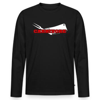 Boucher Carnivore Viande Grillade - T-shirt manches longues Premium bio Homme - noir - Devant - Nico (187cm)