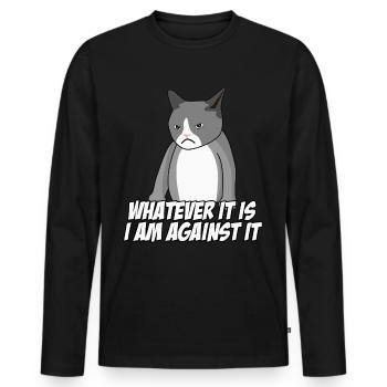 Cat against protest Rejection no - Men's Premium Organic Long Sleeve Shirt - black - Front - Nico (187cm)