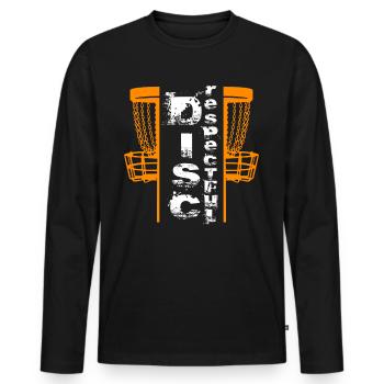 Disc golf Discrespectful - Men's Premium Organic Long Sleeve Shirt - black - Front - Nico (187cm)