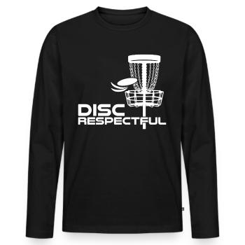 Disc golf Discrespectful Frisbee - Men's Premium Organic Long Sleeve Shirt - black - Front - Nico (187cm)
