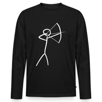 3D Archery Longbow Archer - Men's Premium Organic Long Sleeve Shirt - black - Front - Nico (187cm)