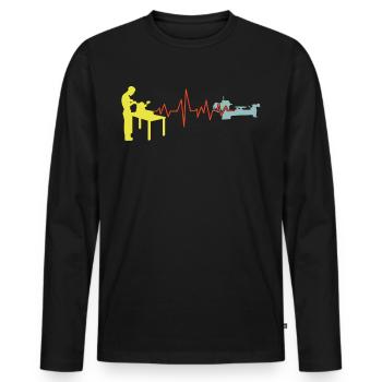 Turner retro lathe machine - Men's Premium Organic Long Sleeve Shirt - black - Front - Nico (187cm)