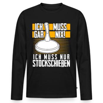Eisstock Stockschießen Eisstockschießen - Männer Premium Bio Langarmshirt - Schwarz - Vorne - Nico (187cm)