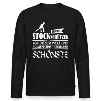 Stockschießen Eisstockschießen Eisstock - Männer Premium Bio Langarmshirt - Schwarz - Vorne - Nico (187cm)