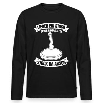 Eisstock Stockschütze Stockschießen - Männer Premium Bio Langarmshirt - Schwarz - Vorne - Nico (187cm)