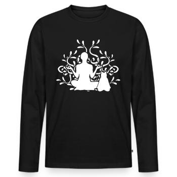 Yoga Meditation Cats Cat - Men's Premium Organic Long Sleeve Shirt - black - Front - Nico (187cm)
