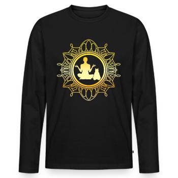 Yoga Cat Meditation Cats Meditate - Men's Premium Organic Long Sleeve Shirt - black - Front - Nico (187cm)