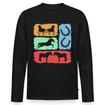 Équitation Cheval Fer à cheval rétro Cavalier - T-shirt manches longues Premium bio Homme - noir - Devant - Nico (187cm)