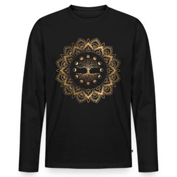 Your Tree of Life, Mandala, Yoga Meditation - Men's Premium Organic Long Sleeve Shirt - black - Front - Nico (187cm)
