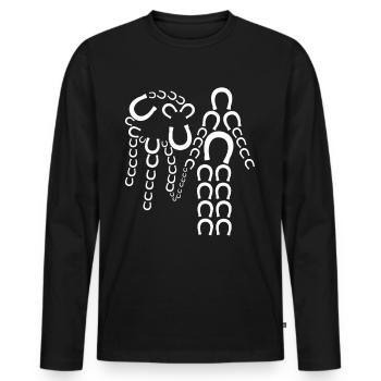 Cheval d’équitation Chevaux Cavalier - T-shirt manches longues Premium bio Homme - noir - Devant - Nico (187cm)