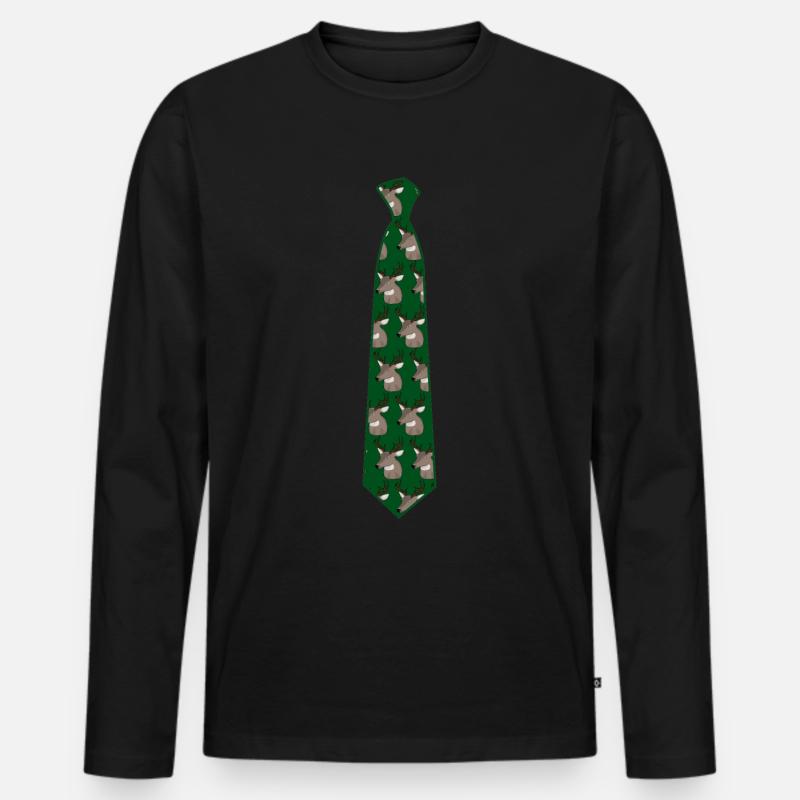 Krawatte Hirsch Hirsche Krawatten - Männer Premium Bio Langarmshirt - Schwarz