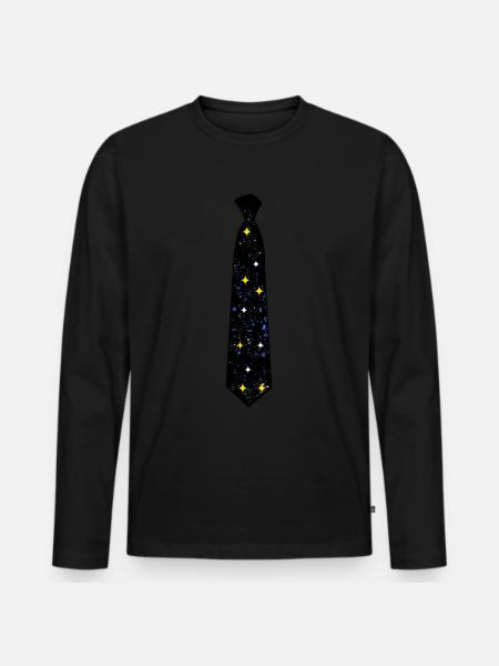 Krawatte Sterne Weltall Weltraum - Männer Premium Bio Langarmshirt - Schwarz