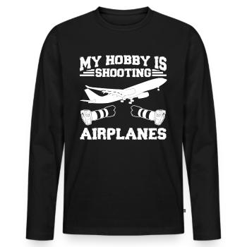 Planespotter Kamera Planespotting - Männer Premium Bio Langarmshirt - Schwarz - Vorne - Nico (187cm)