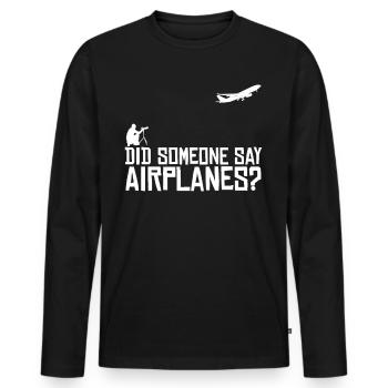Planespotter Avion d’aéroport - T-shirt manches longues Premium bio Homme - noir - Devant - Nico (187cm)
