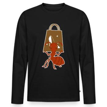 Ameise Einkaufstasche Shopping Ameisen - Männer Premium Bio Langarmshirt - Schwarz - Vorne - Nico (187cm)