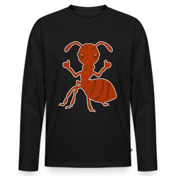 La fourmi lève les fourmis - T-shirt manches longues Premium bio Homme - noir - Devant - Nico (187cm)