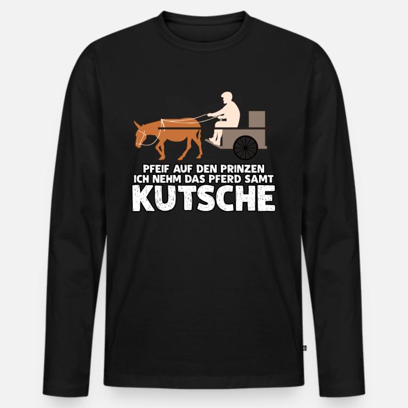 Kutsche Pferdekutsche Witz Kutscher - Männer Premium Bio Langarmshirt - Schwarz