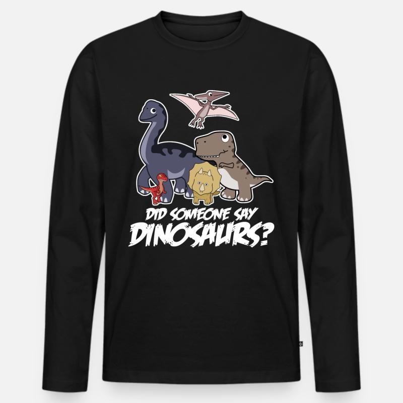 Dinosaurier Dinos Dino - Männer Premium Bio Langarmshirt - Schwarz