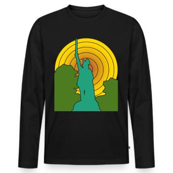 Hermannsdenkmal retro Detmold - Männer Premium Bio Langarmshirt - Schwarz - Vorne - Nico (187cm)