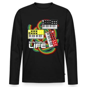 Synthesizers Synthesizer Synth - Männer Premium Bio Langarmshirt - Schwarz - Vorne - Nico (187cm)