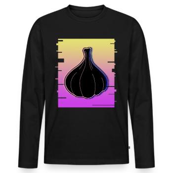 Knoblauch Retro Knobi Knoblauchzehen - Männer Premium Bio Langarmshirt - Schwarz - Vorne - Nico (187cm)