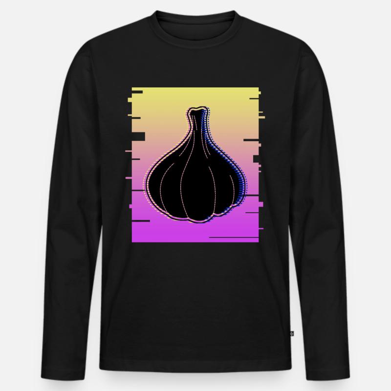 Knoblauch Retro Knobi Knoblauchzehen - Männer Premium Bio Langarmshirt - Schwarz