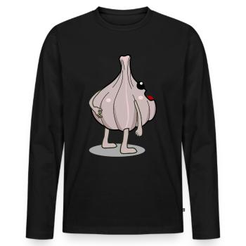 Knoblauch Reingeschaut Knoblauchzehen - Männer Premium Bio Langarmshirt - Schwarz - Vorne - Nico (187cm)