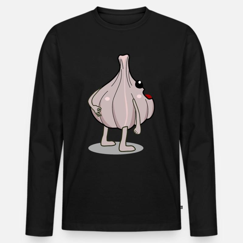 Knoblauch Reingeschaut Knoblauchzehen - Männer Premium Bio Langarmshirt - Schwarz