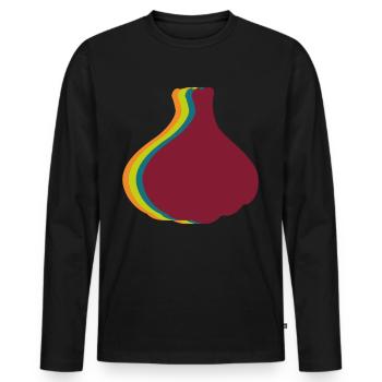 Knoblauch Retro Knoblauchzehen - Männer Premium Bio Langarmshirt - Schwarz - Vorne - Nico (187cm)