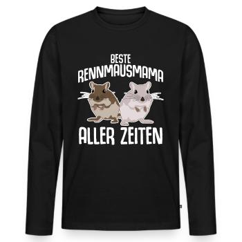 Rennmausmama mit Rennmäusen - Männer Premium Bio Langarmshirt - Schwarz - Vorne - Nico (187cm)