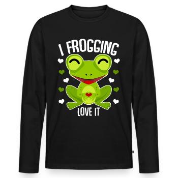 Frösche niedlicher Frosch - Männer Premium Bio Langarmshirt - Schwarz - Vorne - Nico (187cm)