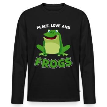 Peace Love and Frogs - Männer Premium Bio Langarmshirt - Schwarz - Vorne - Nico (187cm)