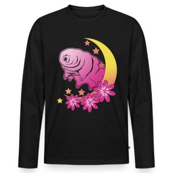 Tardigrade Ours d’eau Lune Tardigrades - T-shirt manches longues Premium bio Homme - noir - Devant - Nico (187cm)
