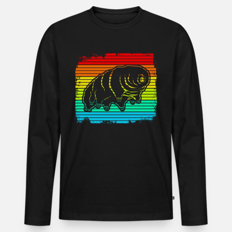 Tardigrade Retro Wasserbär Bärtierchen - Männer Premium Bio Langarmshirt - Schwarz