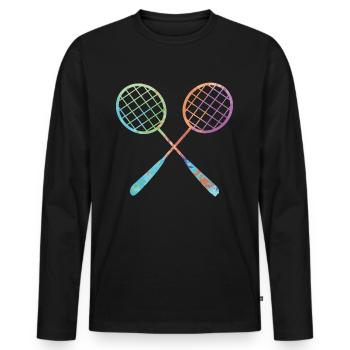Badminton Player Graphics Filles Badminton - T-shirt manches longues Premium bio Homme - noir - Devant - Nico (187cm)